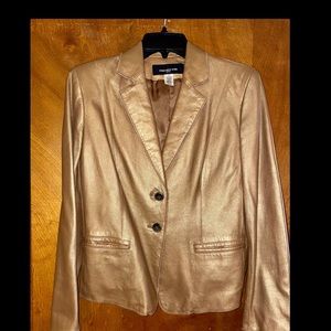 Jones New York Metallic Gold Leather Jacket PM